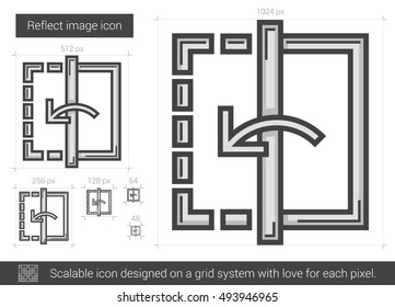 Reflejar el icono de línea vectorial de imagen aislado en el fondo blanco. Icono de la línea de imagen para infografía, sitio web o aplicación. Icono escalable diseñado en un sistema de cuadrícula.