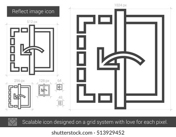 Reflect image vector line icon isolated on white background. Reflect image line icon for infographic, website or app. Scalable icon designed on a grid system.