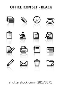 Reflect Office Icon Set (Black)