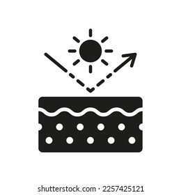 Reflect Ultraviolet Radiation from Skin Glyph Pictogram. Block Solar Light Icon. UV Protection Skin Silhouette Icon. Stop Ultra Violet and SPF Cream Concept. Isolated Vector Illustration.