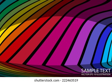 Reflected colorful background abstract illustration - Vector colorful striped background template reflected