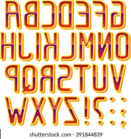 Reflected English font. Vector. Part 1/2