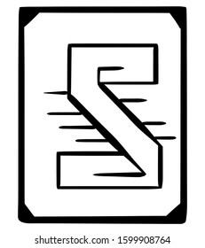 Reflected letter Z ethnic pattern of American Indians. Aztec and mexican totem patterns in cartoon style. Coloring page adult and kids.