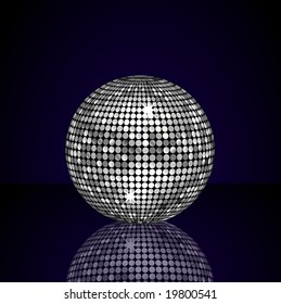 Reflected silver disco ball vector illustration