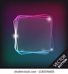 Reflecting Transparent Glass Button Isolated Over Modern Colorful Background - Vector Illustration