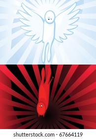 The Reflection of angel there is daemon. Between good and evil. Religion. Christianity.