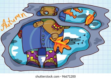 The reflection in the autumn puddle