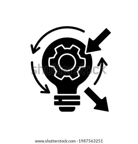 Reflection black glyph icon. High skill thinking and analysing. Creative critical thinking. Proffesional argumentation. Brainstorming. Silhouette symbol on white space. Vector isolated illustration
