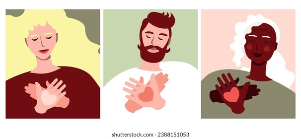 Reflexión y gratitud de la gente por ayuda y apoyo, ilustración plana de material vectorial como MyRealHoliday