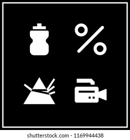 reflection icon. 4 reflection vector set. dispersion, percentage, bottle and video camera icons for web and design about reflection theme