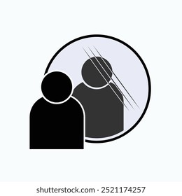 Reflection Icon.  Man in front of Mirror, Introspection Symbol for Design, Website, Presentation or App.  