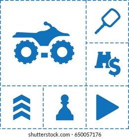 Reflection icon. set of 6 reflection filled icons such as mirror, play, arrow, binoculars with dollar sign, pawn