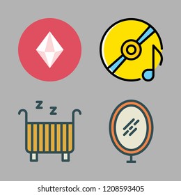 reflection icon set. vector set about prism, compact disc, mirror and cradle icons set.