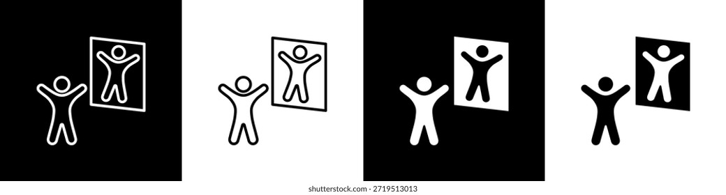Reflection Icon With Variatif Black White Minimal Style