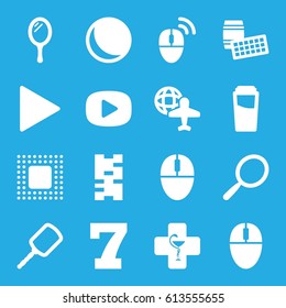 Reflection icons set. set of 16 reflection filled icons such as mirror, drink, 7 number, globe and plane, pharmacy, play, mouse, chip, computer mouse, domino, lotto