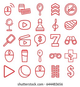 Reflection icons set. set of 25 reflection outline icons such as mirror, drink, 7 number, dollar, binoculars, pharmacy, treble clef, play, mouse, beef, computer mouse, arrow