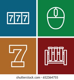 Reflection icons set. set of 4 reflection outline icons such as 7 number, mouse