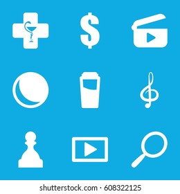 Reflection icons set. set of 9 reflection filled icons such as mirror, drink, dollar, pharmacy, treble clef, play, pawn