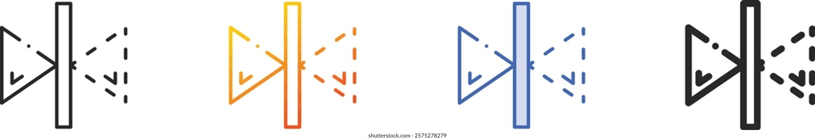reflection icon.Thin Linear, Gradient, Blue Stroke and bold Style Design Isolated On White Background