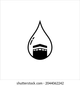Reflection Kabah on the Water Drop (Dew). Kabah Illustration for Logo or Graphic Design Element. Vector Illustration