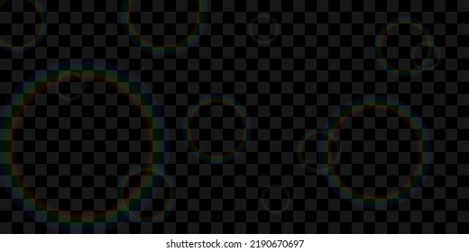 Reflection of light, lens lens, light through the lens on a transparent background
