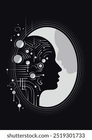 reflection in the mirror of oneself psychological illustration book cover design