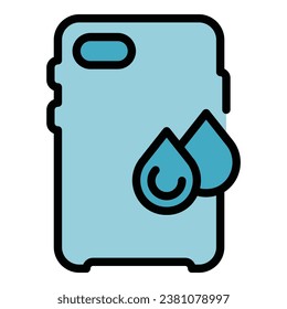 Reflection phone case icon outline vector. Mobile cover. Device protect color flat