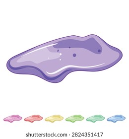 reflection puddle cartoon. shallow wet, mud small, temporary pool reflection puddle sign colorful illustration