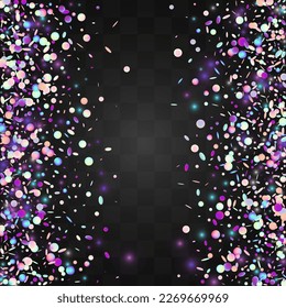 Reflection Round FallingFestive Vector Transparent Background. Hologram Effect Shine Postcard. Metal Card. Colored Invitation Backdrop.
