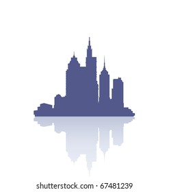 reflection of the skyline of city buildings
