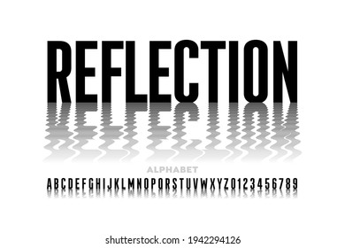 Reflection style font, typography design, alphabet letters and numbers vector illustration