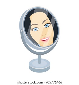 Reflection in the table mirror. Mirror for make-up single icon in cartoon style vector symbol stock illustration web.