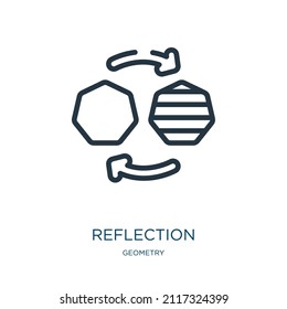 reflection thin line icon. internet, search linear icons from geometry concept isolated outline sign. Vector illustration symbol element for web design and apps.