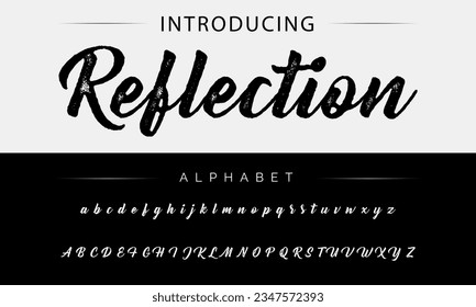 Reflection vector brush style font, alphabet, typeface