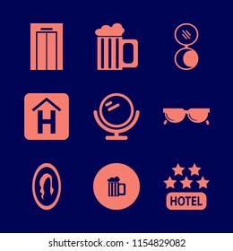 reflection vector icons set. with pocket mirror, mirror, female mirror and hotel five stars in set
