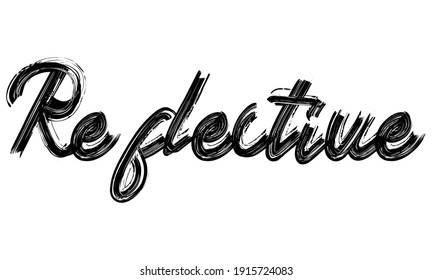 Reflektiver Schwarzer Text Hand geschrieben Brush-Schriftart gezeichnet Satz Typografie dekorative Skript-Brief auf weißem Hintergrund für Worte