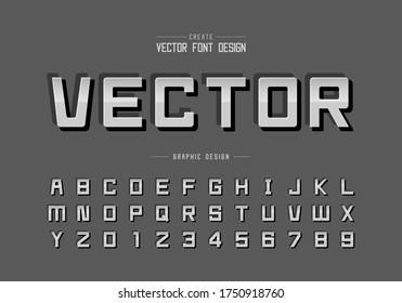 Reflective font and alphabet vector, Gradient style square typeface letter and number design, Graphic text on background