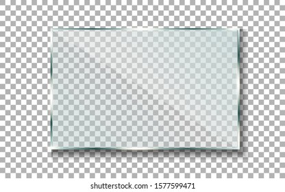 Reflective Glass Banner. Clear Glass. Shiny Frame. Isolated Vector Object On A Transparent Background. EPS 10