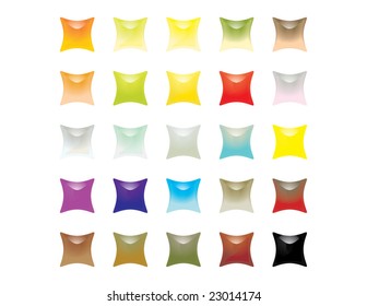 Reflective glassy pointed edge buttons - vector