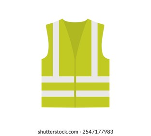 Reflective green safety vest icon. High visibility jacket symbol. Protective safety clothing with reflective stripes vector design and illustration. 
