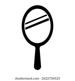 Reflective hand mirror silhouette icon. Vector.