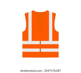 Reflective orange safety vest icon. High visibility jacket symbol. Protective safety clothing with reflective stripes vector design and illustration. 
