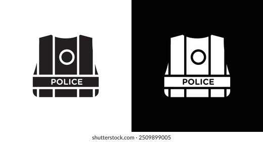 Reflective Police Vest icon Black line art vector logo set