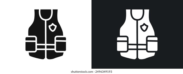 Reflective Police Vest icon linear graphics set vector in black