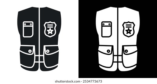 Reflective Police Vest icon linear logo isolated