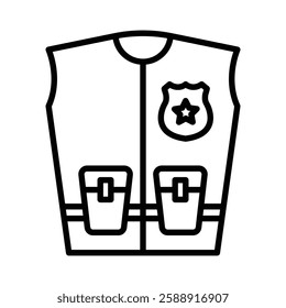 Reflective Police Vest icon Outline vector symbol sign