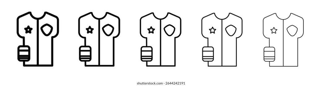 Reflective Police Vest icon thin outline logo mark set