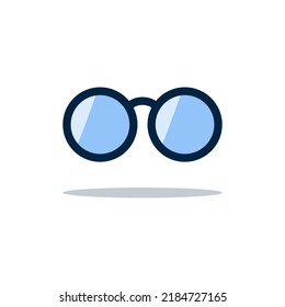 Reflective round glasses and shadow. Vector.