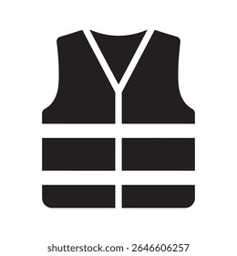 Reflective safety vest icon for high visibility personal protective equipment a jacket worn by construction workers for job site protection vector solid glyph icon