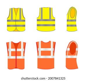 Reflective Safety Vest Outfit Front Side Stock Vector (Royalty Free ...